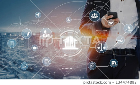 Digital law interface displaying justice scale, highlighting digital law Muxer Digital law interface displaying justice scale, highlighting digital law Muxer 134474892