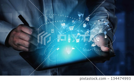 Digital business ecosystem with tech elements Marrow 134474993