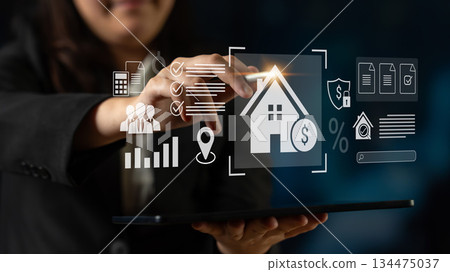 Real estate management and financial investment concept Parse 134475037