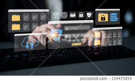 Cybersecurity login interface for file protection Parse 134475054