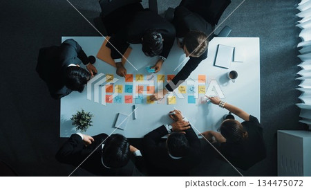 Top view of executive manager discuss and choose marketing idea. Directorate. Top view of executive manager discuss and choose marketing idea. Directorate. 134475072