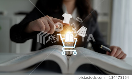 Online shopping and digital retail promotion concept Parse 134475164