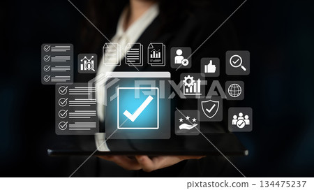 Business process checklist and quality assurance management concept Parse Business process checklist and quality assurance management concept Parse 134475237