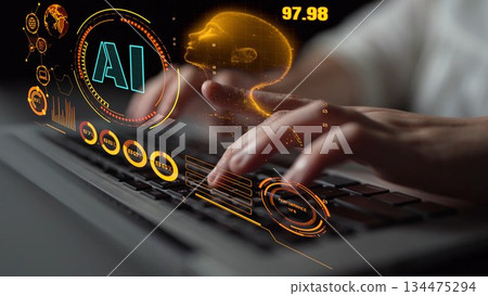 AI Brain Processing Data with Generative Artificial Intelligence Concept Thunk AI Brain Processing Data with Generative Artificial Intelligence Concept Thunk 134475294