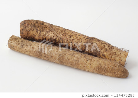 白色背景上的野生山藥 134475295