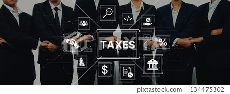 Financial accounting and tax preparation with official government documents. Fermion 134475302
