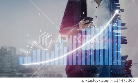 Businessman in Suit Using Smartphone with Financial Graphs and Growth Indicators in Urban Setting for Finance and Technology Concepts Copula Businessman in Suit Using Smartphone with Financial Graphs and Growth Indicators in Urban Setting for Finance and Technology Concepts Copula 134475306