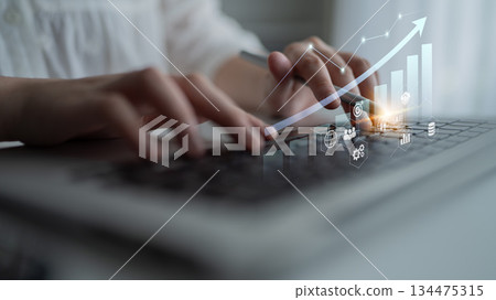 Business growth strategy and performance trend analysis concept Parse 134475315