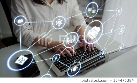 Mergers and acquisitions corporate business deal strategy icons Funnel Mergers and acquisitions corporate business deal strategy icons Funnel 134475394