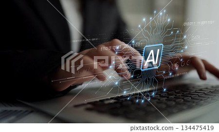 AI Brain Processing Data with Generative Artificial Intelligence Concept Muxer 134475419