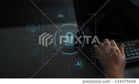Cybersecurity System Interface with Biometric Digital Lock Marrow 134475649