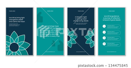 Night Journey Of Prophet Muhammad Isra Mi'raj Flat Cartoon Social Media Stories Illustration 134475845