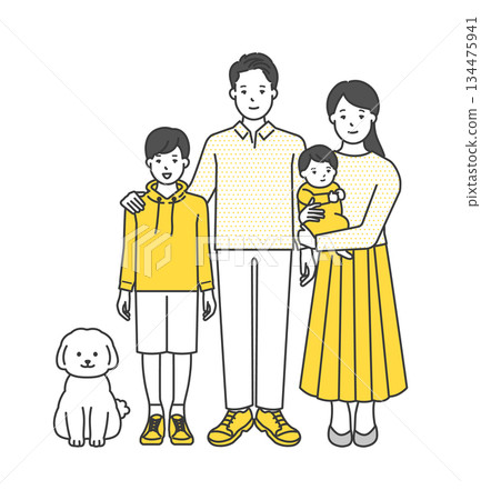 家庭插畫向量素材（兩代人，4人家庭） 134475941