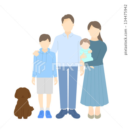 家庭插畫向量素材（兩代人，4人家庭） 134475942