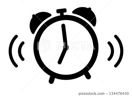 一個簡單的鬧鐘圖標，帶有響鈴聲 134476430