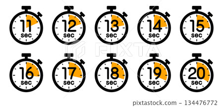秒錶圖示顯示時間（11秒/12秒/13秒/14秒/15秒/16秒/17秒/18秒） 134476772