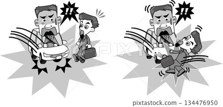 交通安全（受傷事故，商務男士（男性），單色，黑白） 134476950