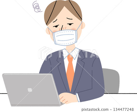 一位商人感冒後感到頭暈。 134477248