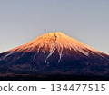 Mount Fuji dyed in the colors of the setting sun 134477515