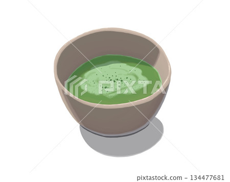 Quiet time with matcha - Simple Japanese illustration 134477681