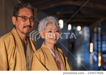 Senior couple enjoying sightseeing. Photo courtesy of Ito Ryokuyo. 134477686