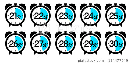 Clock icon showing time (21 minutes/22 minutes/23 minutes/24 minutes/25 minutes/26 minutes/27 minutes/28 minutes/29 minutes/3 134477949