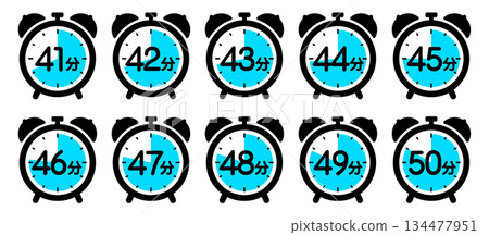 Clock icon showing time (41 minutes/42 minutes/43 minutes/44 minutes/45 minutes/46 minutes/47 minutes/48 minutes/49 minutes/5 134477951