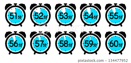 時鐘圖示顯示時間（51分鐘/52分鐘/53分鐘/54分鐘/55分鐘/56分鐘/57分鐘/58分鐘/59分鐘/6分鐘） 134477952
