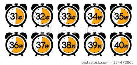 Clock icon showing time (31 seconds/32 seconds/33 seconds/34 seconds/35 seconds/36 seconds/37 seconds/38 seconds/39 seconds/4 134478003
