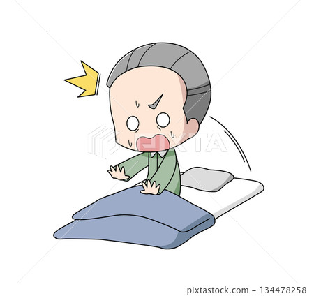 Illustration of an elderly man jumping up Illustration of an elderly man jumping up 134478258