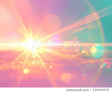 Soft Focus Light Burst With Bokeh And Glitter Effect In Pastel Tones 134478375