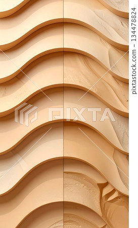 Abstract Sand Dunes Forming Rippling Waves Under Soft Sunlight 134478824