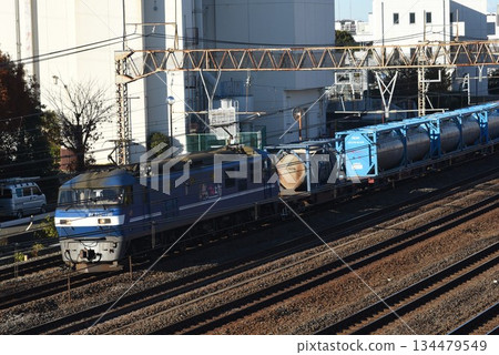 Tokaido Line and Yokosuka Line as seen from the Third Kashiogawa Bridge 134479549