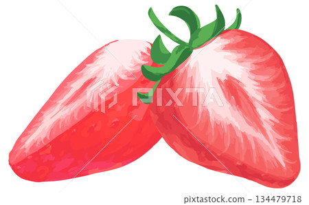 手繪草莓插圖_2個橫斷面 134479718