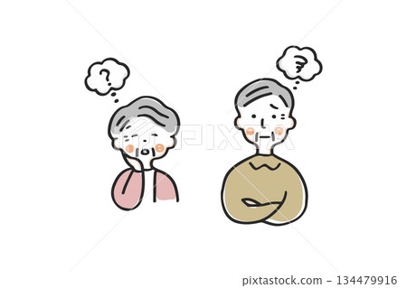 Worried senior couple ① Worried senior couple ① 134479916