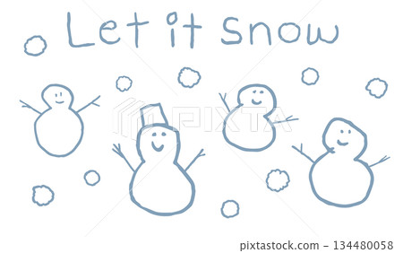 Let it snow Hand-drawn illustration of a snowman 134480058