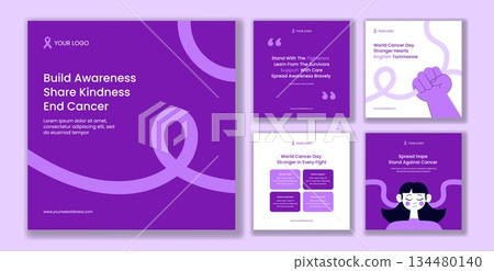 World Cancer Day Flat Cartoon Hand Drawn Social Media Post Template Background Illustration 134480140