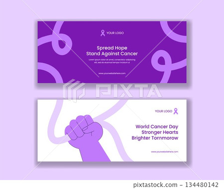 World Cancer Day Flat Cartoon Hand Drawn Horizontal Banner Background Illustration 134480142