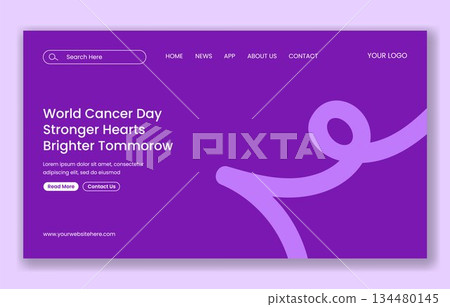World Cancer Day Flat Cartoon Hand Drawn Illustration for Social Media Landing Page 134480145