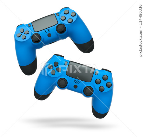 Wireless gaming controllers flying in air isolated on white background, symbolizing gaming technology concept Wireless gaming controllers flying in air isolated on white background, symbolizing gaming technology concept 134480336