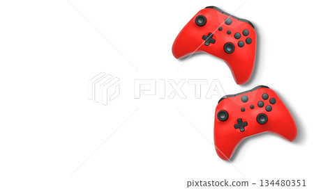 Wireless gaming controllers flying in air isolated on white background, symbolizing gaming technology concept Wireless gaming controllers flying in air isolated on white background, symbolizing gaming technology concept 134480351