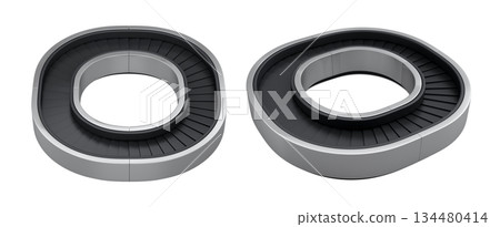 Set of Airport luggage conveyor belt from baggage claim area on white background. 134480414
