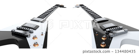 Set of electric acoustic guitar isolated on white transparent background. Set of electric acoustic guitar isolated on white transparent background. 134480435