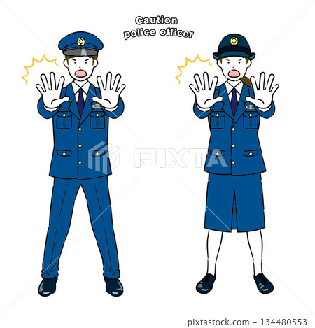 警員面露警告表情，男女各一名，4C 134480553