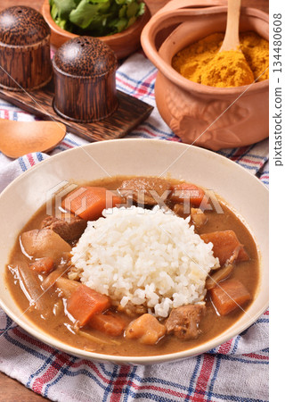 Pork curry rice 134480608