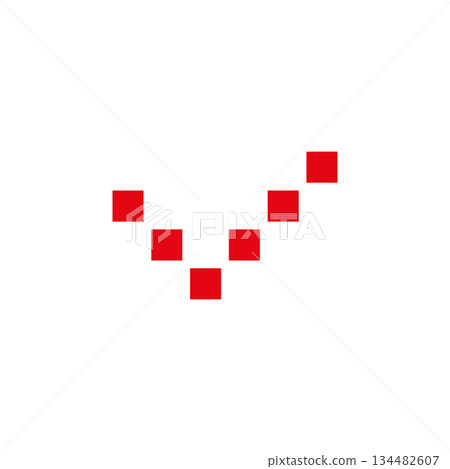 Red check mark symbol. Vector icon. Pixel art and dot style. Red check mark symbol. Vector icon. Pixel art and dot style. 134482607