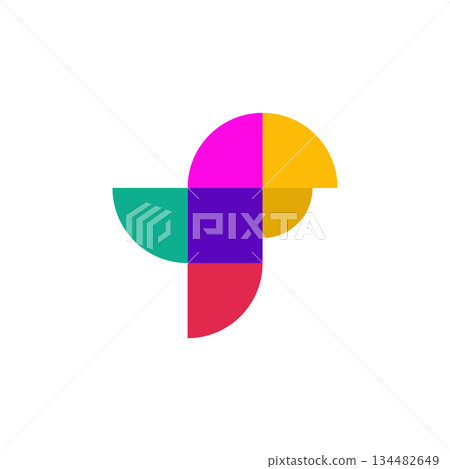 Parrot vector logo design. Colorful abstract creative symbol. Isolated illustration on white background. 134482649