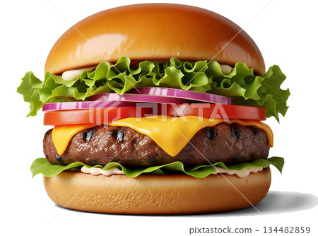 big tasty burger isolated on white 134482859