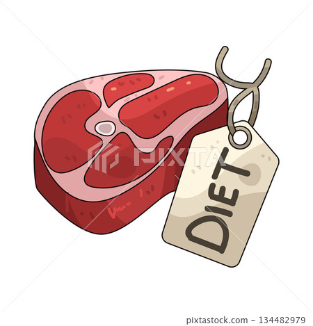 illustration of Lean Meat with diet tag illustration of Lean Meat with diet tag 134482979