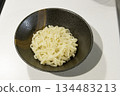 Boiled udon noodles served in a bowl 134483213